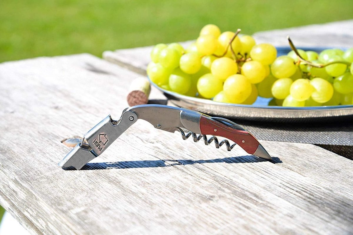 Professional Wine Opener Corkscrew With Stainless Steel Long Rosewood Handle for Waiters , Sommelier & Bartend.