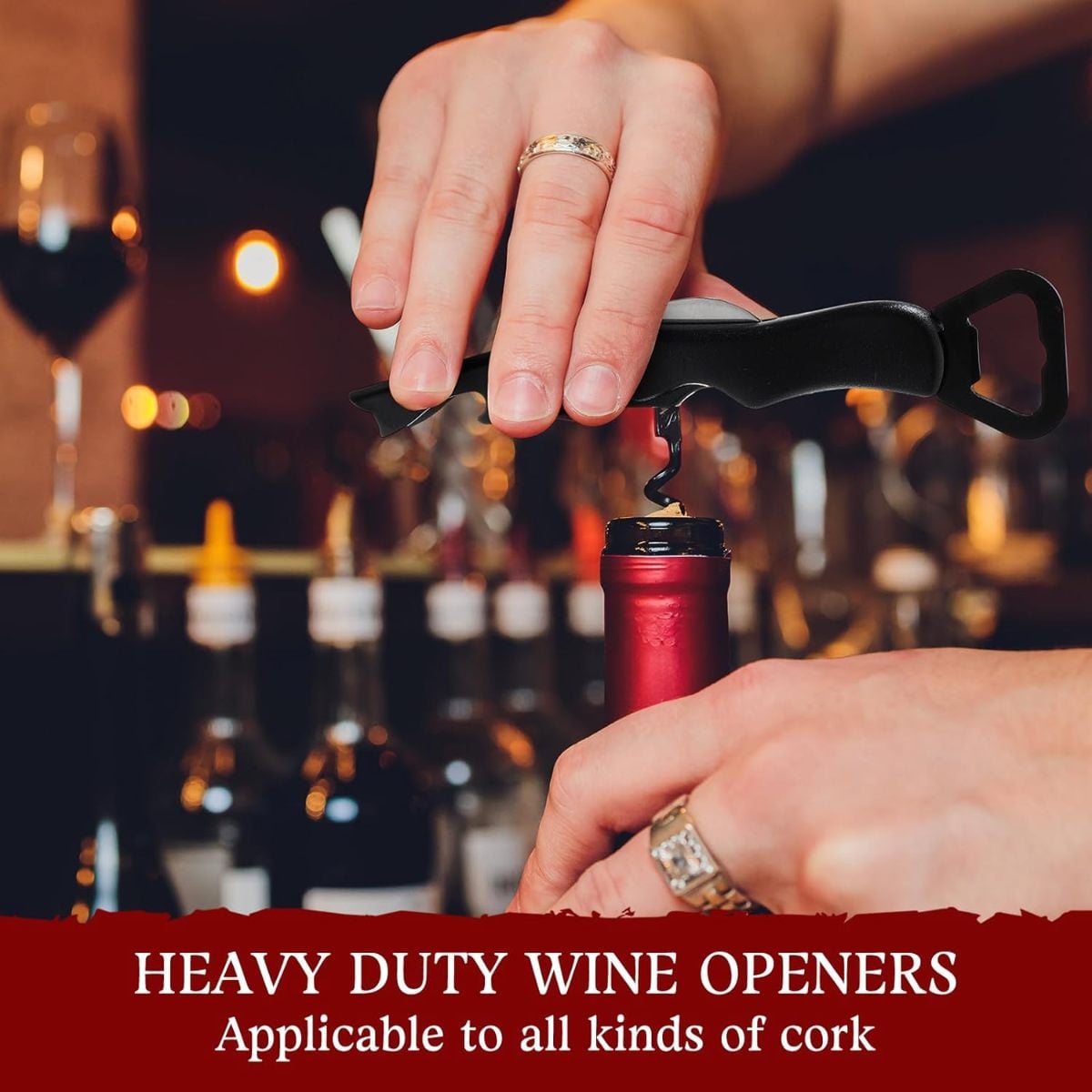 Hushee Professional Stainless Steel Wine Opener with Foil Cutter Corkscrew 3in1- Black