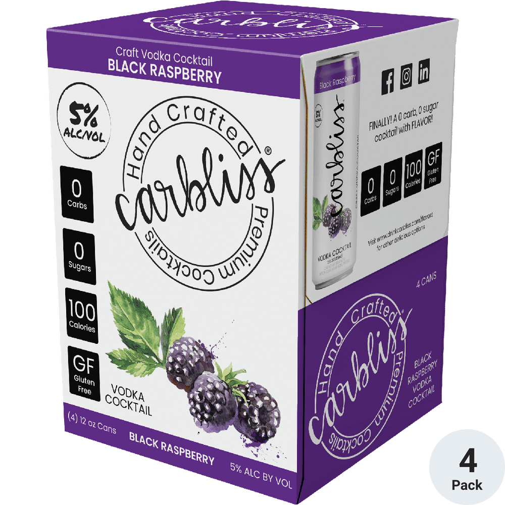 Carbliss Vodka Black Raspberry RTD 4pk 12 Oz