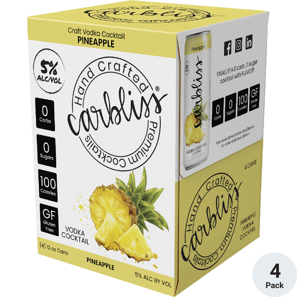 Carbliss Vodka Pineapple RTD 4pk Cans 12 Oz