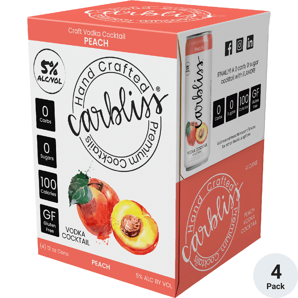 Carbliss Vodka Peach RTD 12 Oz 4pk